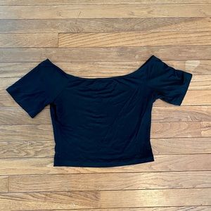 Black Off the Shoulder Crop Top